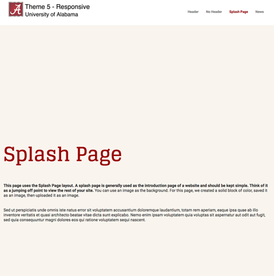 SS of splash page